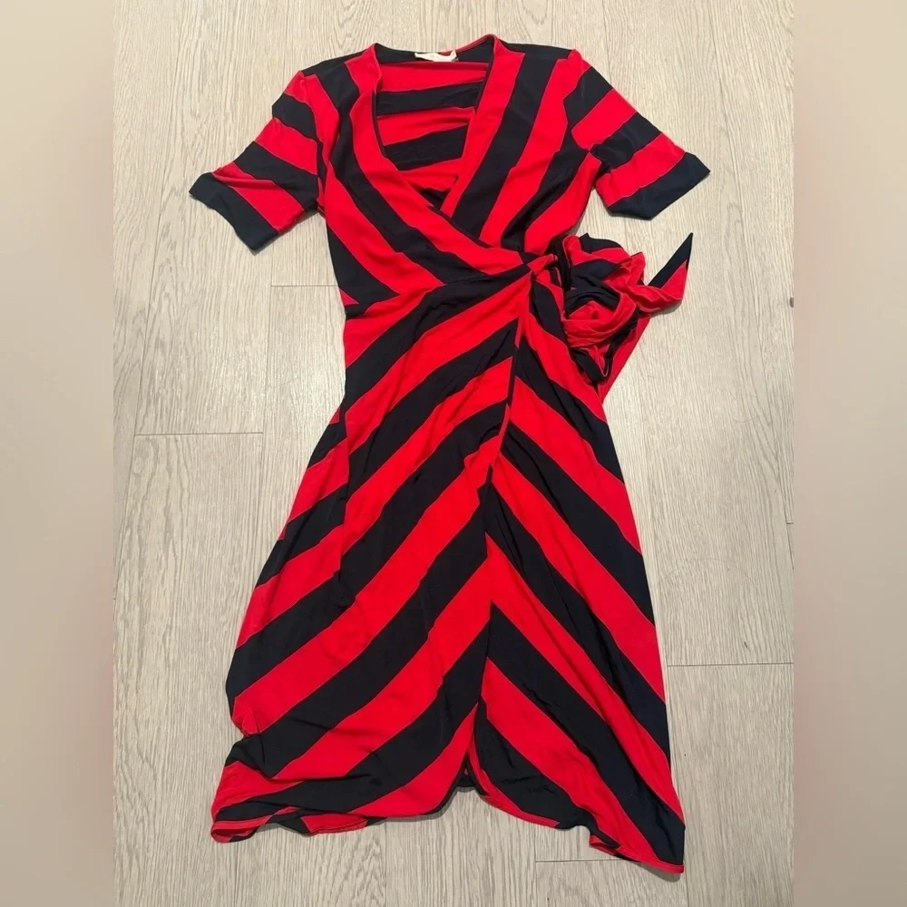 Tory Burch Striped Wrap Dress Size M
